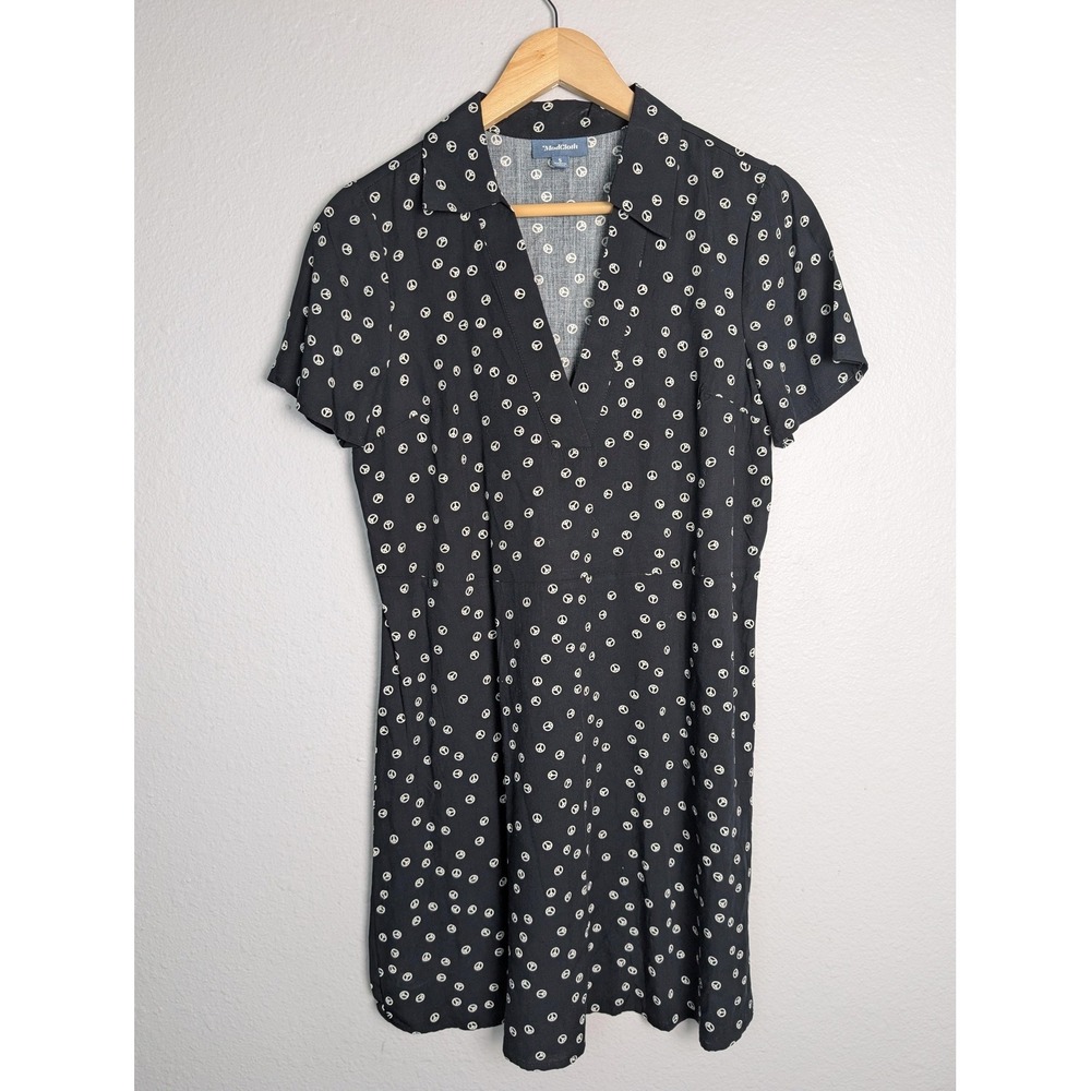 NWOT ModCloth Dress Womens S Black Polka Dot Shirtโ Dress Short Sleeve Collared
